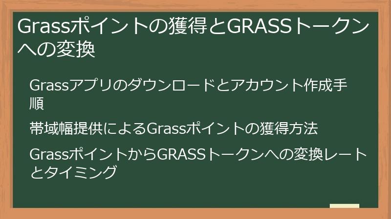 Grassポイントの獲得とGRASSトークンへの変換