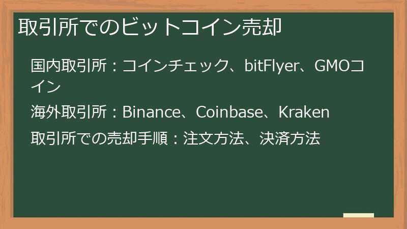 取引所でのビットコイン売却