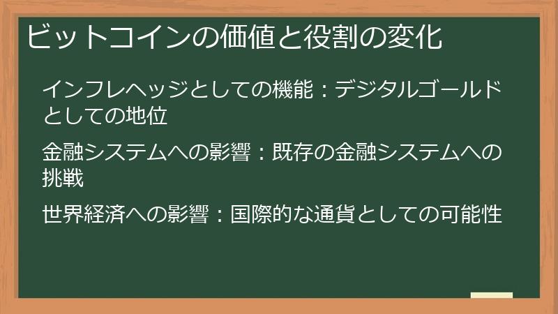 ビットコインの価値と役割の変化