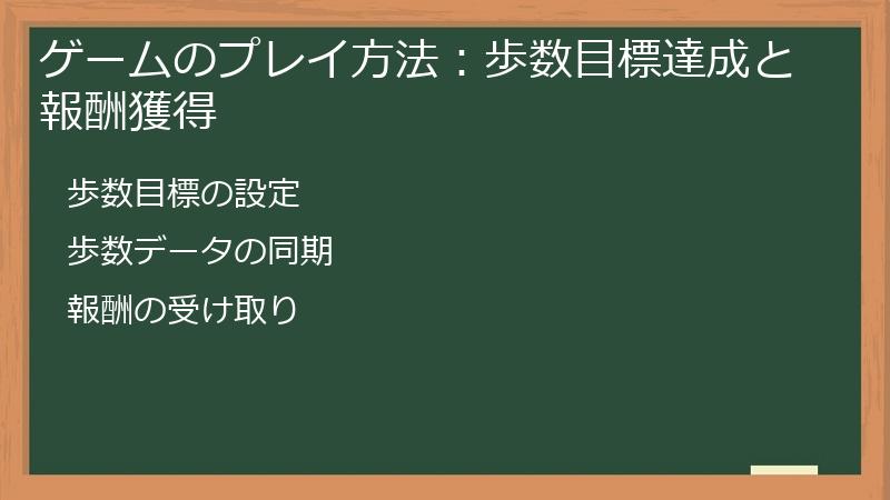 ゲームのプレイ方法：歩数目標達成と報酬獲得