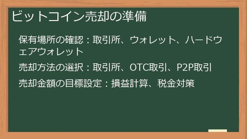 ビットコイン売却の準備