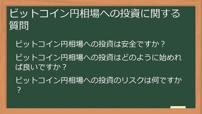 ビットコイン円相場への投資に関する質問