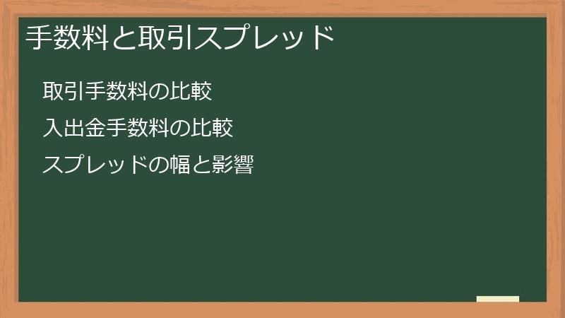手数料と取引スプレッド