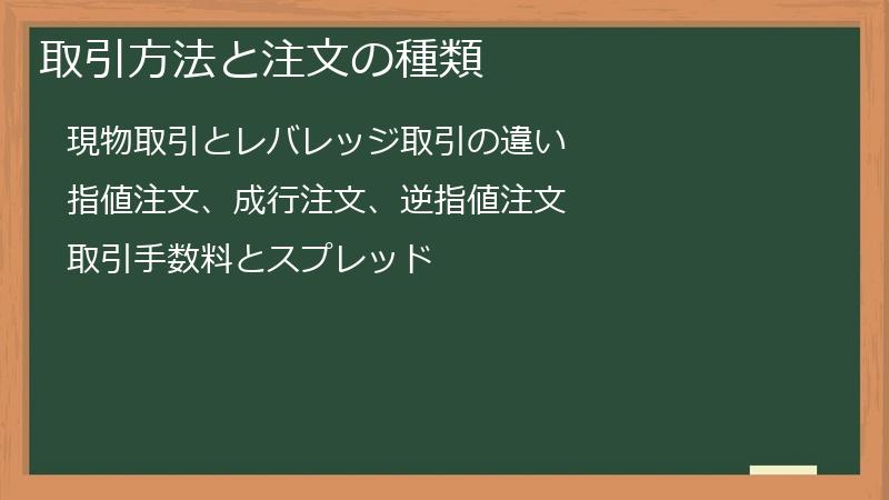取引方法と注文の種類