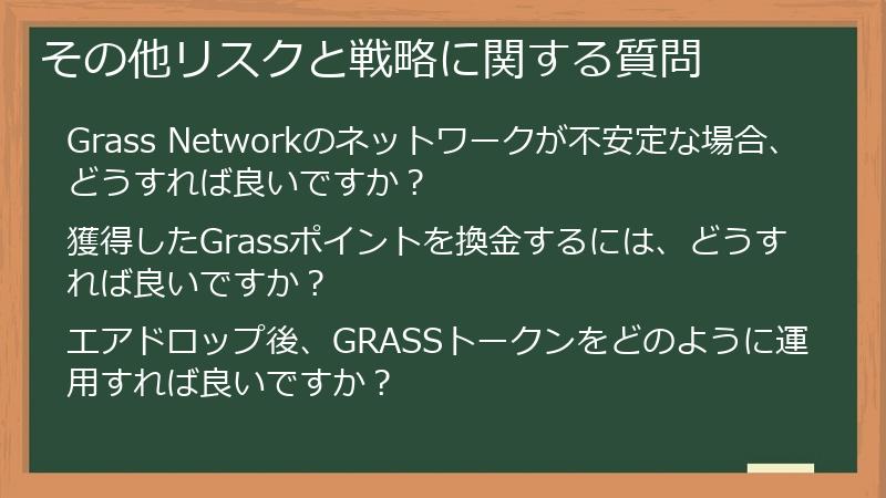 その他リスクと戦略に関する質問