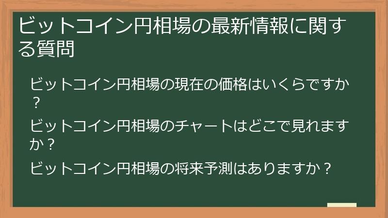 ビットコイン円相場の最新情報に関する質問