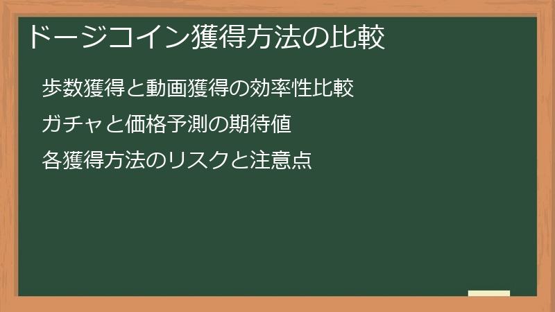 ドージコイン獲得方法の比較