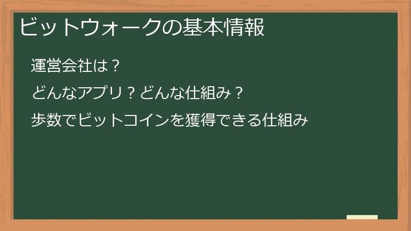 ビットウォークの基本情報
