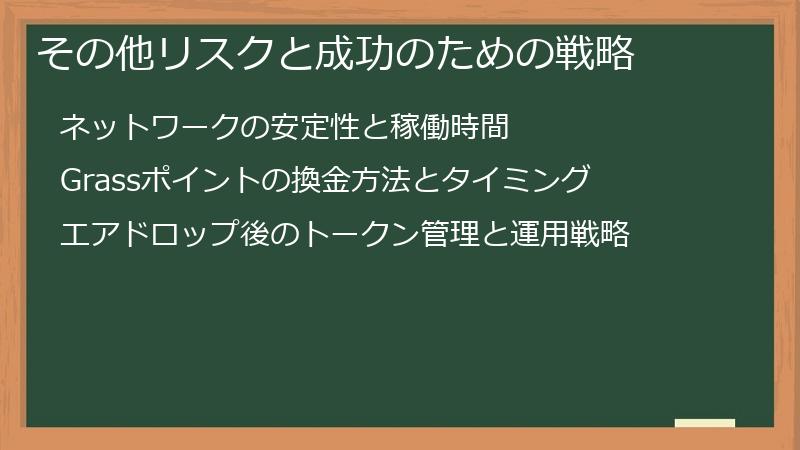 その他リスクと成功のための戦略