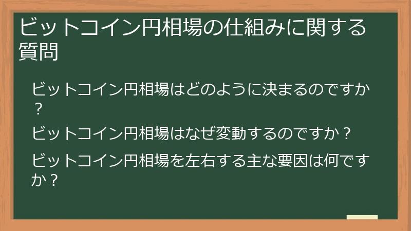 ビットコイン円相場の仕組みに関する質問