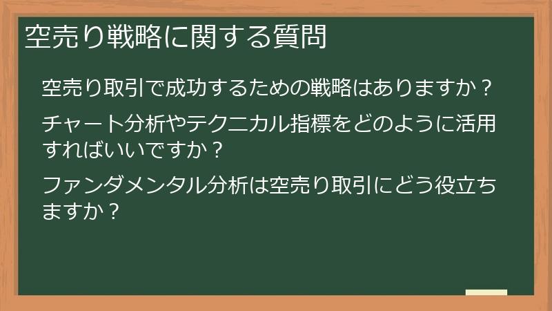 空売り戦略に関する質問