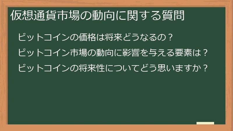 仮想通貨市場の動向に関する質問