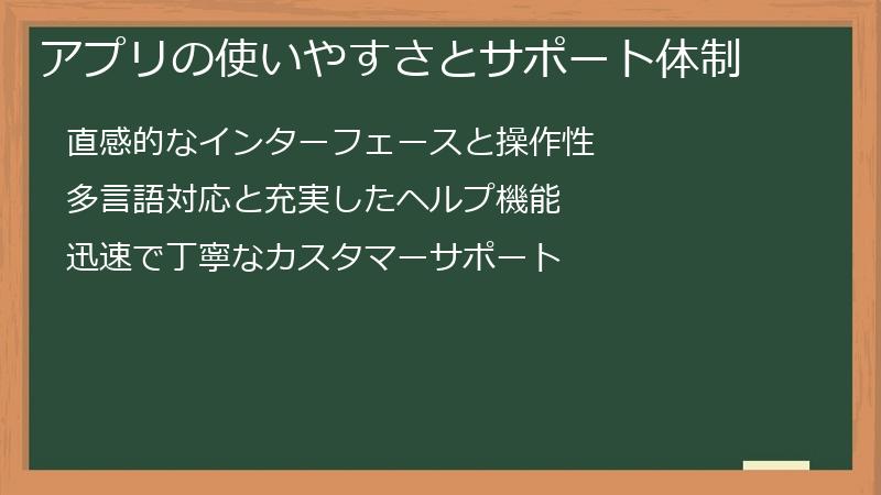 アプリの使いやすさとサポート体制