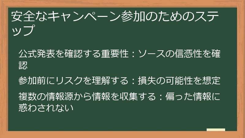 安全なキャンペーン参加のためのステップ