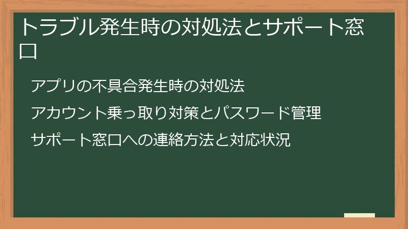 トラブル発生時の対処法とサポート窓口