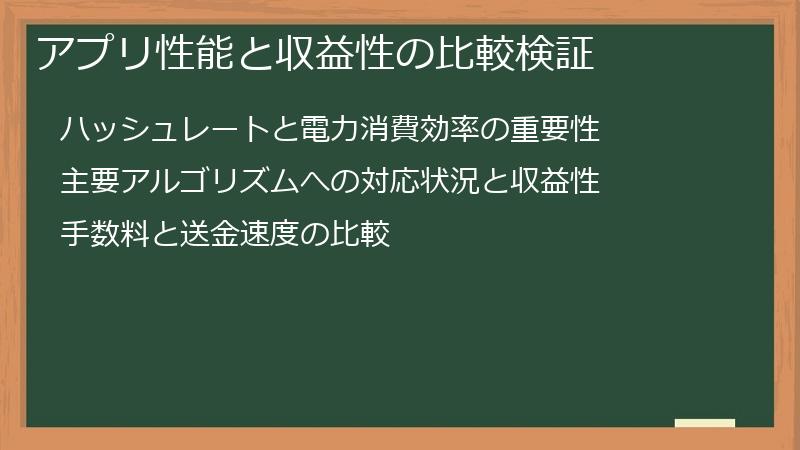 アプリ性能と収益性の比較検証