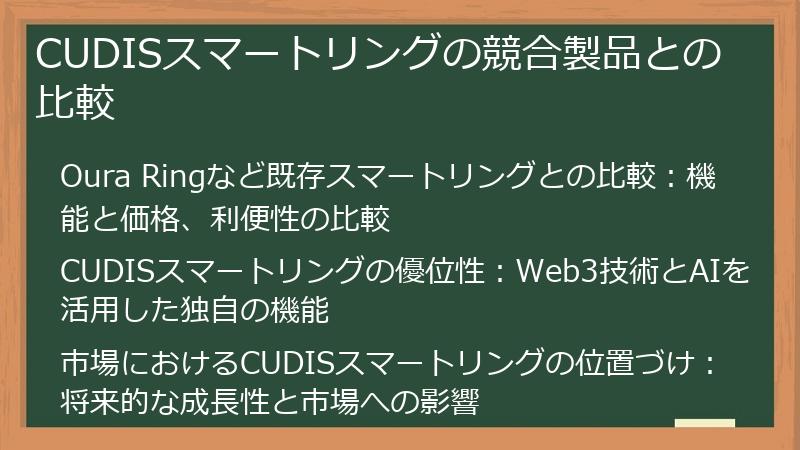 CUDISスマートリングの競合製品との比較