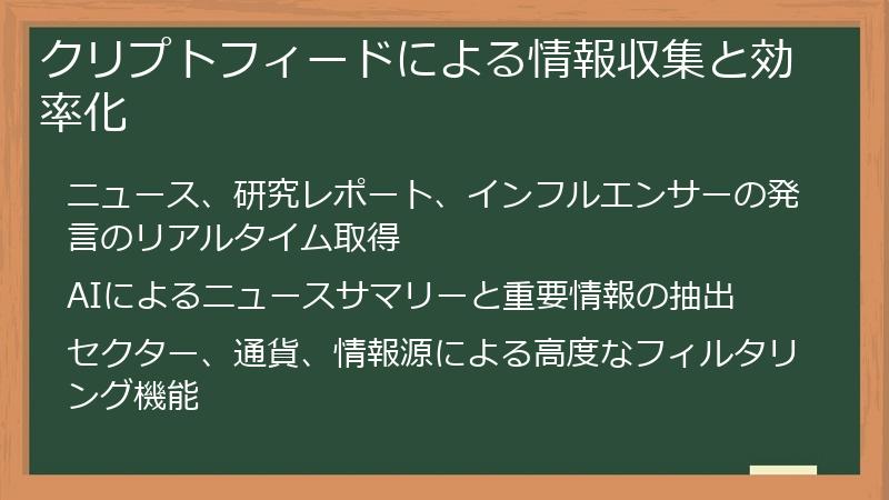 クリプトフィードによる情報収集と効率化
