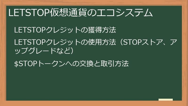 LETSTOP仮想通貨のエコシステム