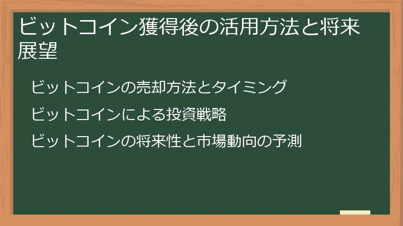 ビットコイン獲得後の活用方法と将来展望