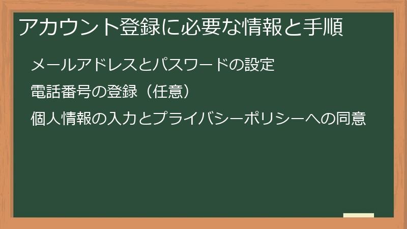 アカウント登録に必要な情報と手順