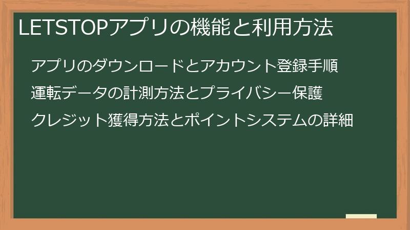 LETSTOPアプリの機能と利用方法
