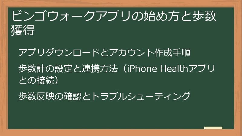 ビンゴウォークアプリの始め方と歩数獲得