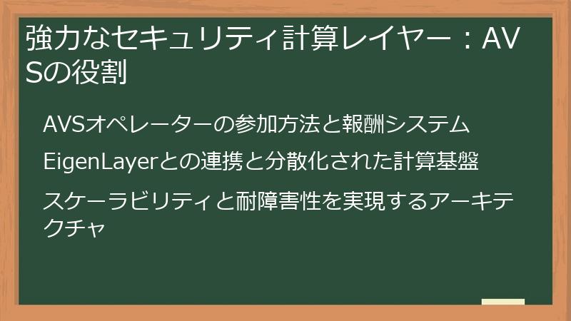 強力なセキュリティ計算レイヤー：AVSの役割