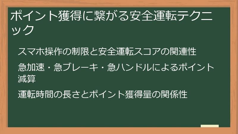 ポイント獲得に繋がる安全運転テクニック