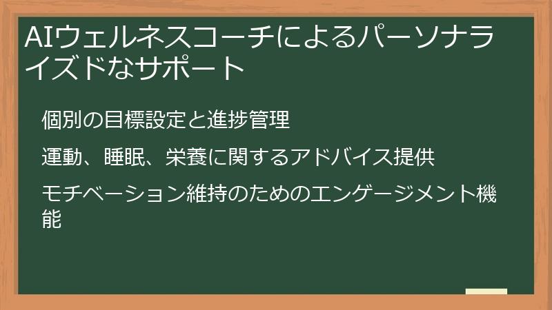 AIウェルネスコーチによるパーソナライズドなサポート