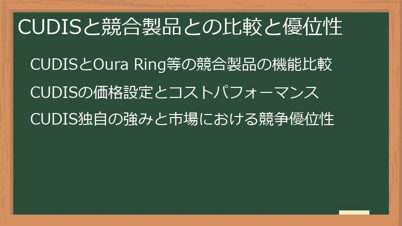 CUDISと競合製品との比較と優位性