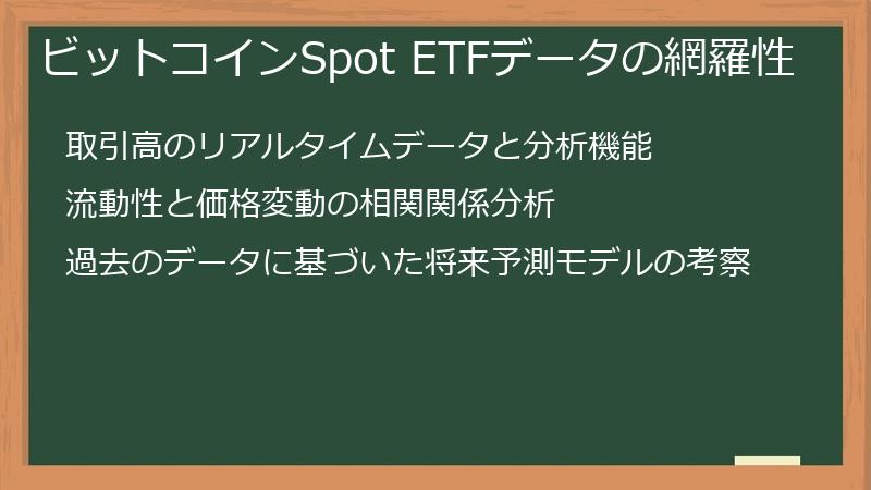 ビットコインSpot ETFデータの網羅性