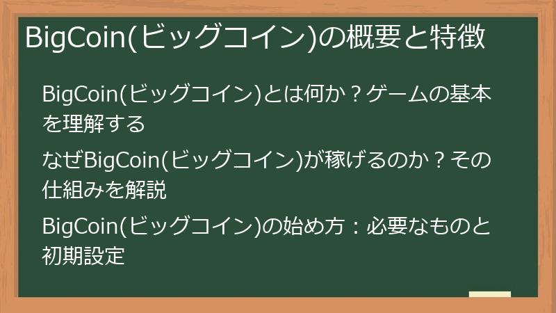 BigCoin(ビッグコイン)の概要と特徴