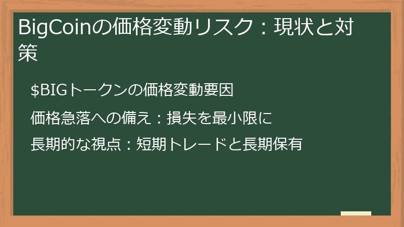 BigCoinの価格変動リスク：現状と対策