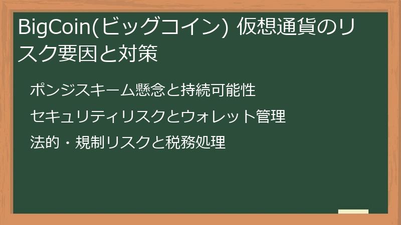 BigCoin(ビッグコイン) 仮想通貨のリスク要因と対策