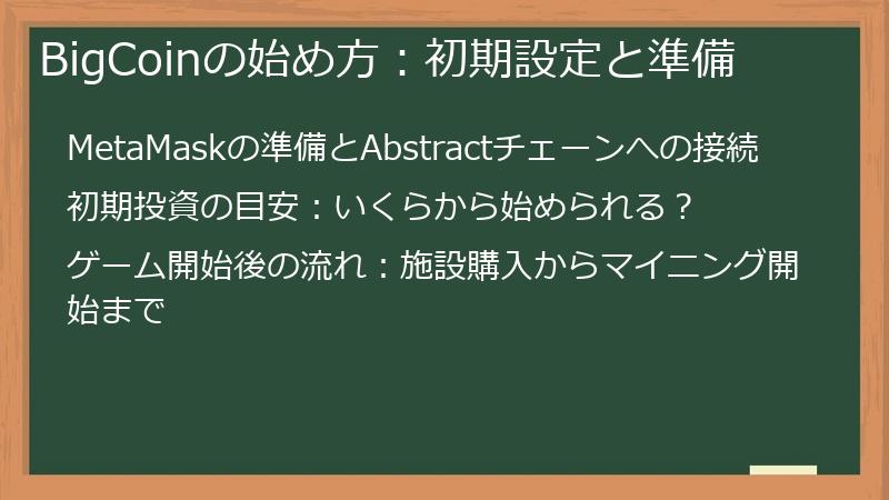 BigCoinの始め方：初期設定と準備