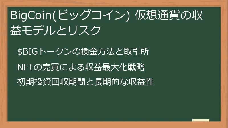BigCoin(ビッグコイン) 仮想通貨の収益モデルとリスク