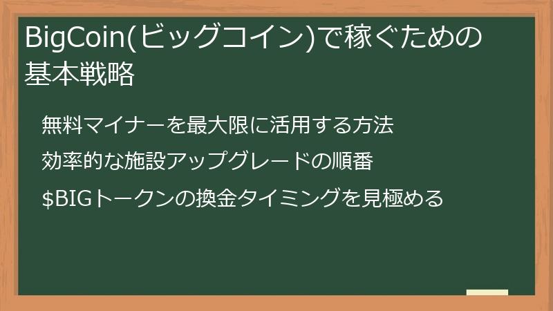 BigCoin(ビッグコイン)で稼ぐための基本戦略