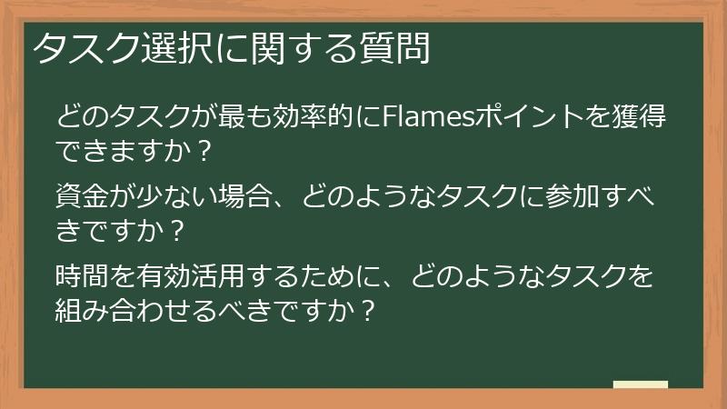 タスク選択に関する質問