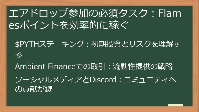 エアドロップ参加の必須タスク：Flamesポイントを効率的に稼ぐ