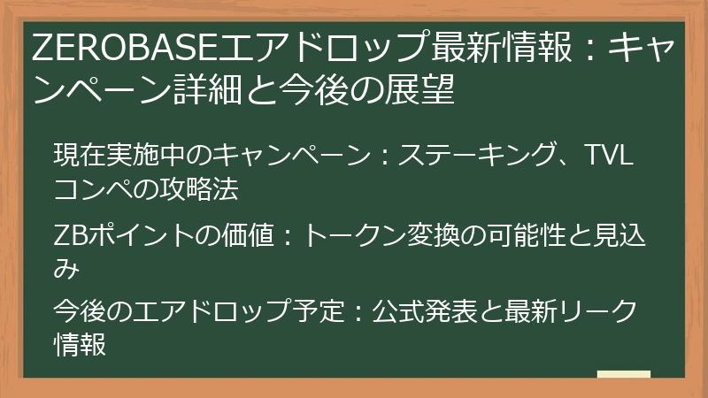 ZEROBASEエアドロップ最新情報：キャンペーン詳細と今後の展望