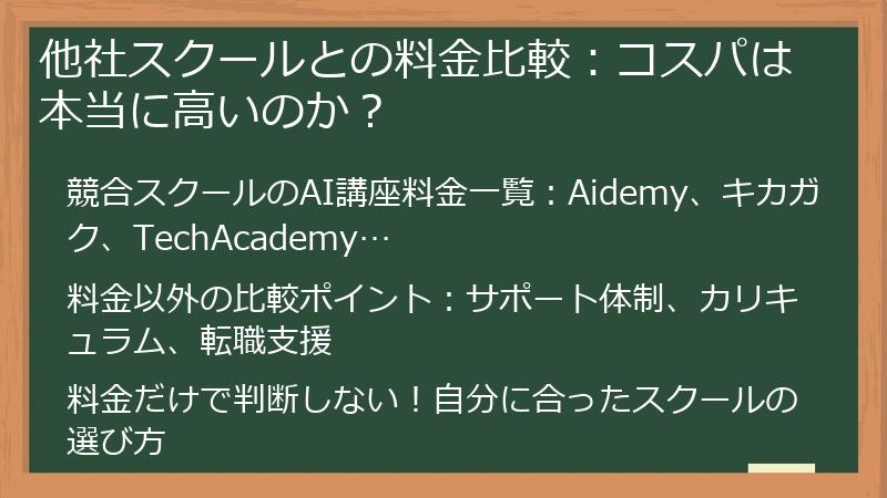 他社スクールとの料金比較：コスパは本当に高いのか？