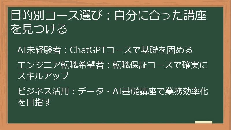 目的別コース選び：自分に合った講座を見つける
