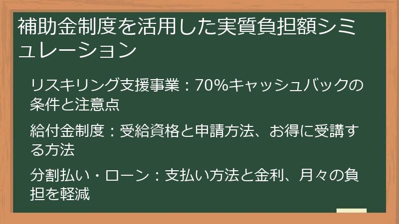 補助金制度を活用した実質負担額シミュレーション
