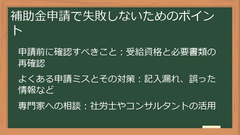 補助金申請で失敗しないためのポイント