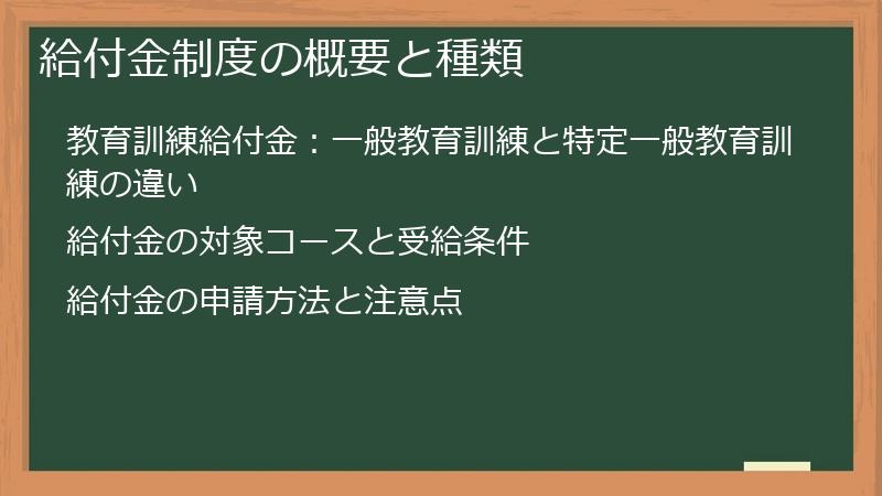 給付金制度の概要と種類