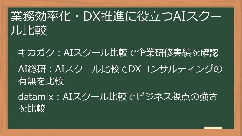 業務効率化・DX推進に役立つAIスクール比較