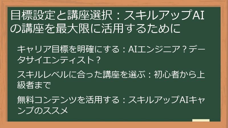 目標設定と講座選択：スキルアップAIの講座を最大限に活用するために