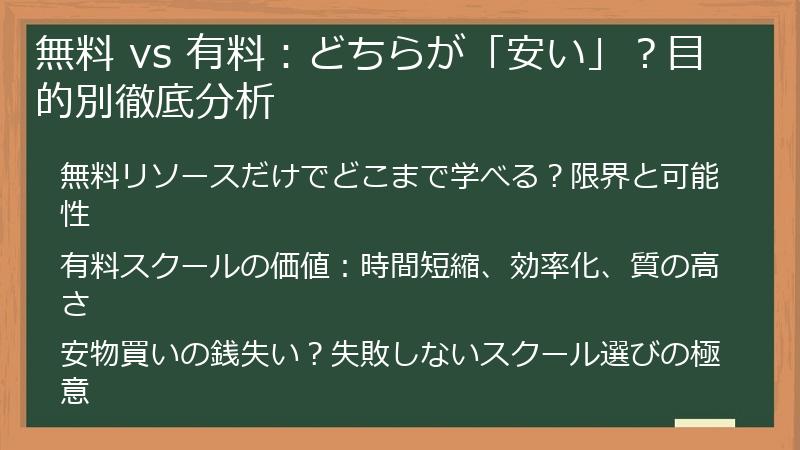 無料 vs 有料：どちらが「安い」？目的別徹底分析