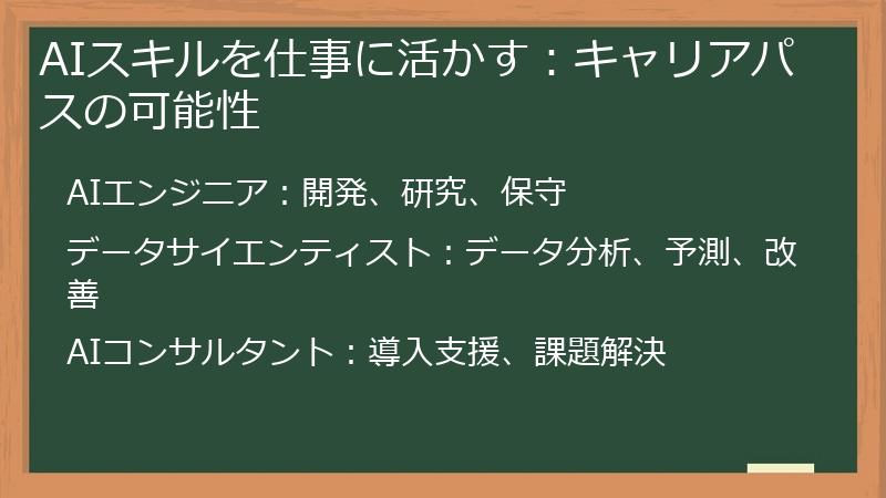 AIスキルを仕事に活かす：キャリアパスの可能性